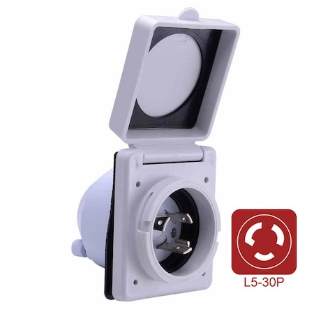 Superior Electric 30 Amp NEMA L5-30P RV Inlet - White RVA1519